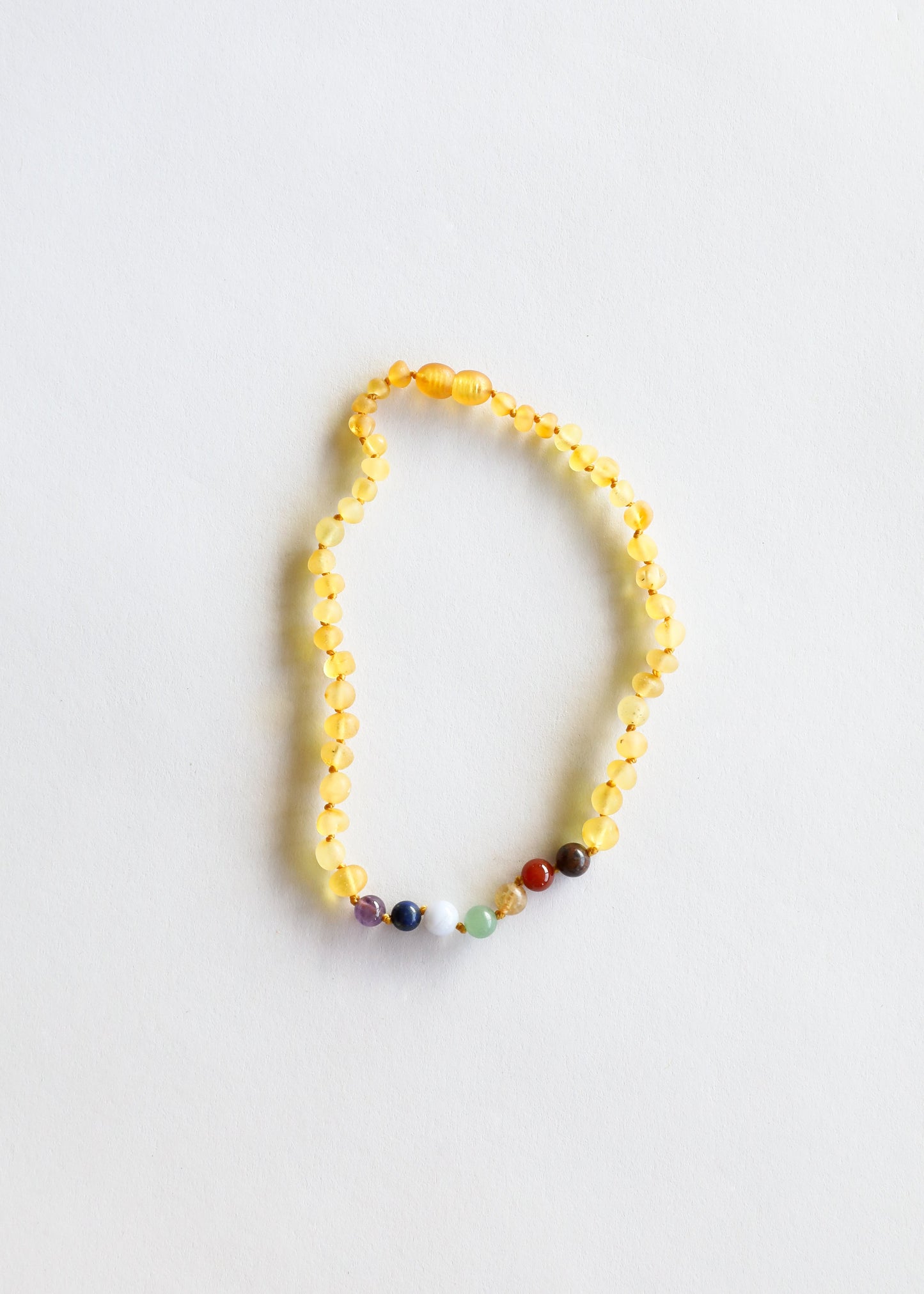 Raw Honey Baltic Amber + CHAKRA Crystals || Necklace