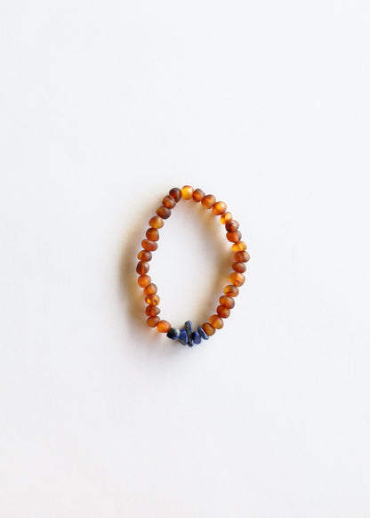 Raw Cognac Baltic Amber + Lapis Lazuli || Bracelet Set