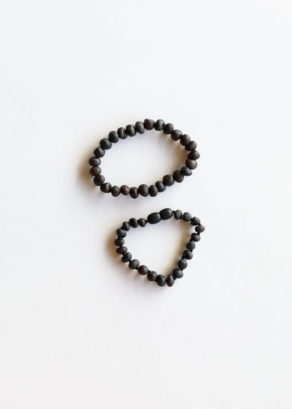 Raw Black Baltic Sea Amber || Bracelet Set