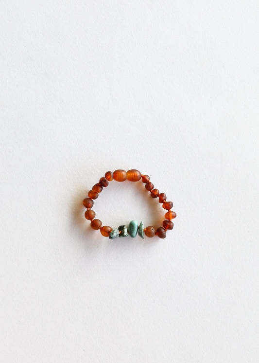 Raw Cognac Baltic Amber + Raw Turquoise Jasper || Anklet or Bracelet