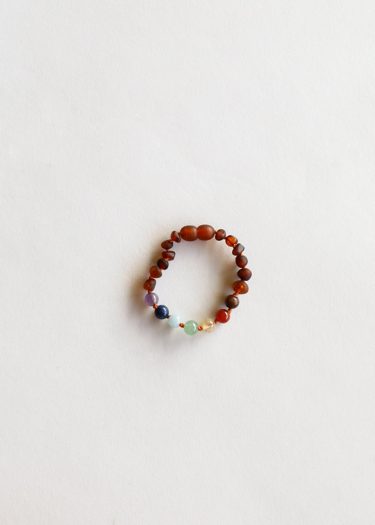 Raw Cognac Baltic Amber + CHAKRA Crystals ||  Bracelet Set
