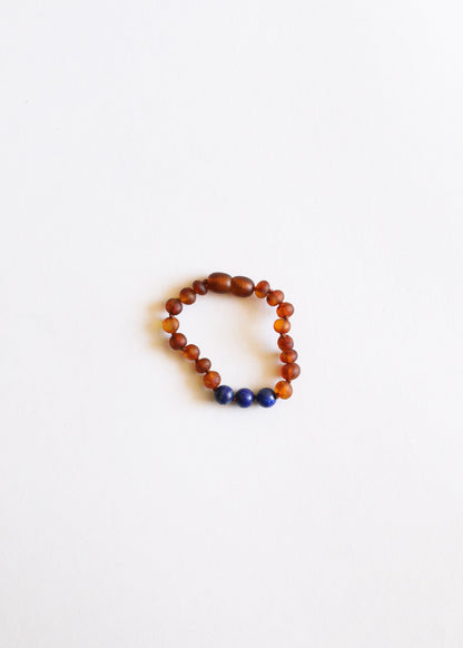 Raw Cognac Baltic Amber + Lapis Lazuli || Anklet or Bracelet