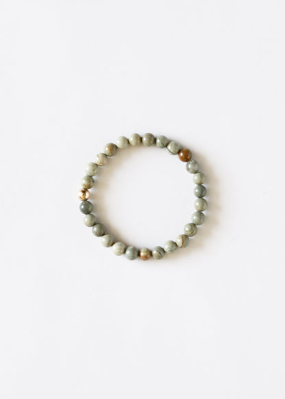 Silver Leaf Jasper + 14k Gold Filled || Adult Bracelet