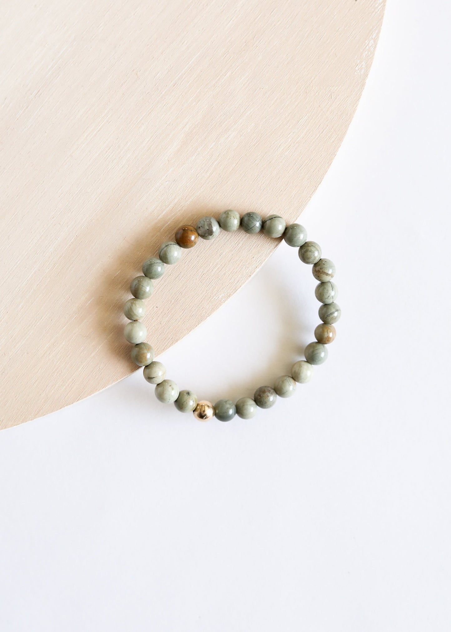Silver Leaf Jasper + 14k Gold Filled || Adult Bracelet