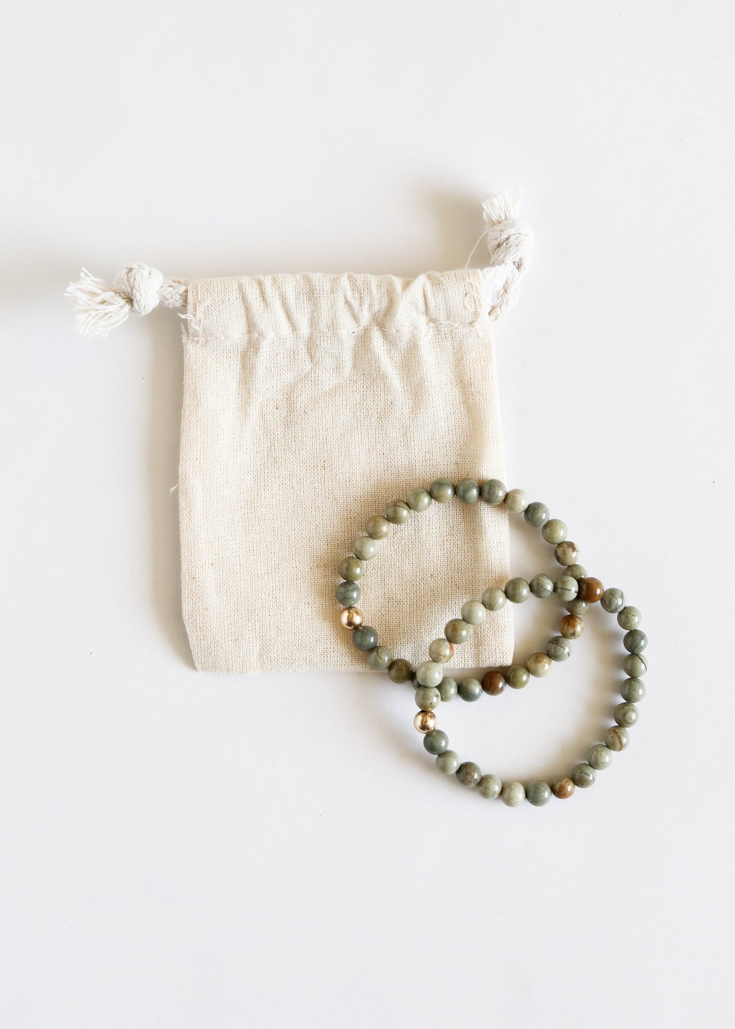 Silver Leaf Jasper + 14k Gold Filled || Adult Bracelet