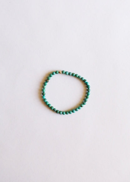 Natural Turquoise + 14K Gold Filled || Beaded Stretch Bracelet