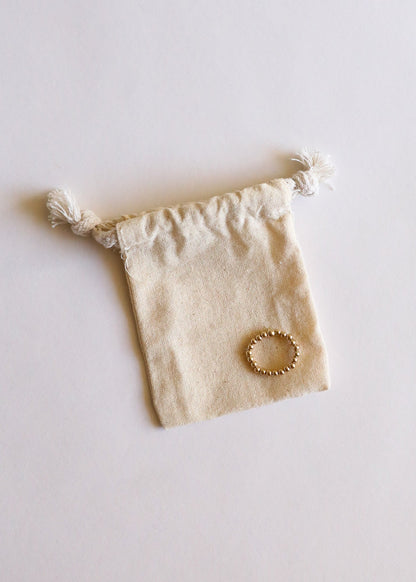 14k Gold Filled || Beaded Stretch Ring || Stackable