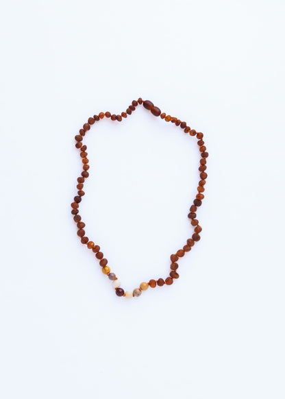 Raw Cognac Baltic Amber + Mookaite Jasper || Necklace