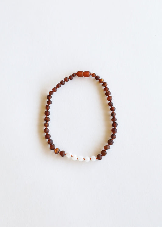 Raw Cognac Baltic Amber + Moonstone || Necklace Set