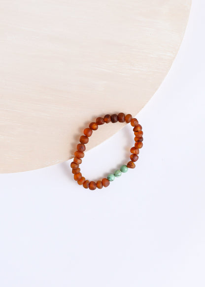 Raw Cognac Baltic Amber + Turquoise Jasper || Adult Bracelet