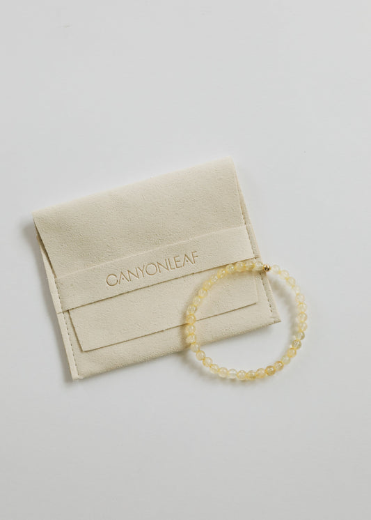 Dainty Citrine Gemstone + 14K Gold Filled || Beaded Stretch Bracelet