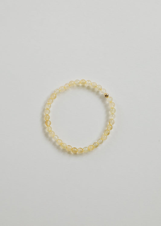 Dainty Citrine Gemstone + 14K Gold Filled || Beaded Stretch Bracelet