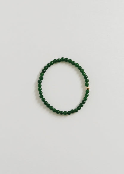Dainty Green Jade + 14K Gold Filled || Beaded Stretch Bracelet