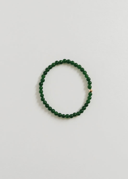 Dainty Green Jade + 14K Gold Filled || Beaded Stretch Bracelet