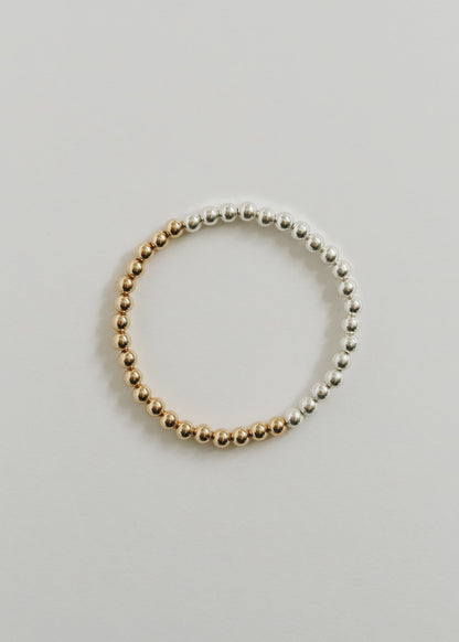 Sterling Silver + 14k Gold Filled Moon || Beaded  Bracelet