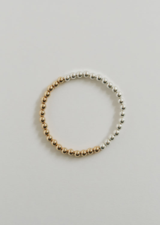 Sterling Silver + 14k Gold Filled Moon || Beaded  Bracelet
