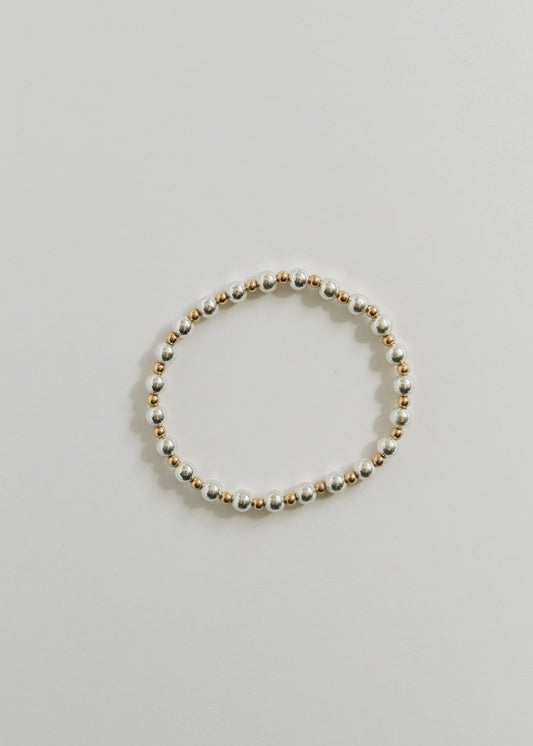 Sterling Silver + 14k Gold Filled Sun || Beaded Bracelet