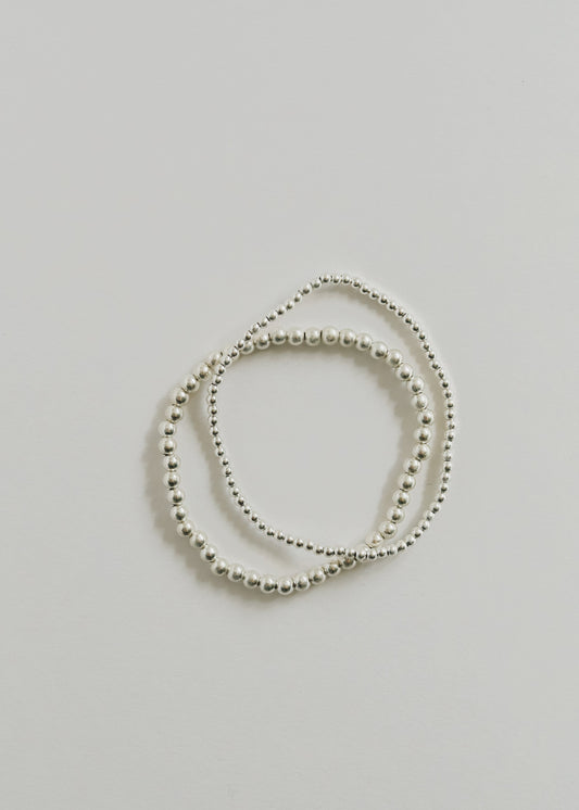 Sterling Silver || Beaded Stretch Anklet or Bracelet