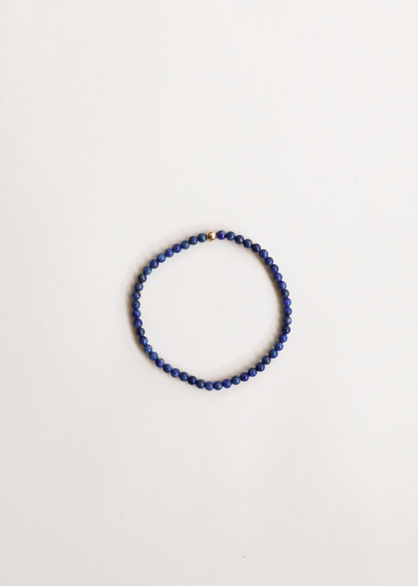 Lapis Lazuli + 14K Gold Filled Beaded Stretch Bracelet