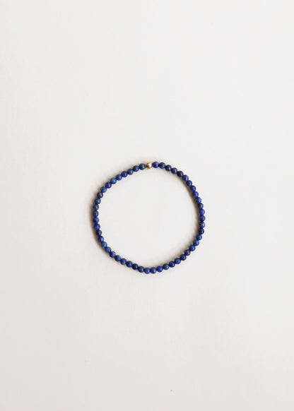 Lapis Lazuli + 14K Gold Filled Beaded Stretch Bracelet