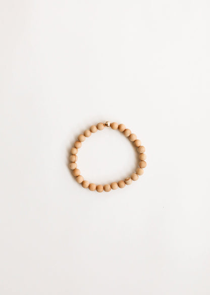 Cypress Wood + 14K Gold Filled || Beaded Stretch Bracelet