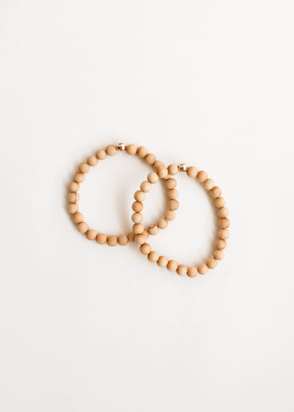 Cypress Wood + 14K Gold Filled || Beaded Stretch Bracelet