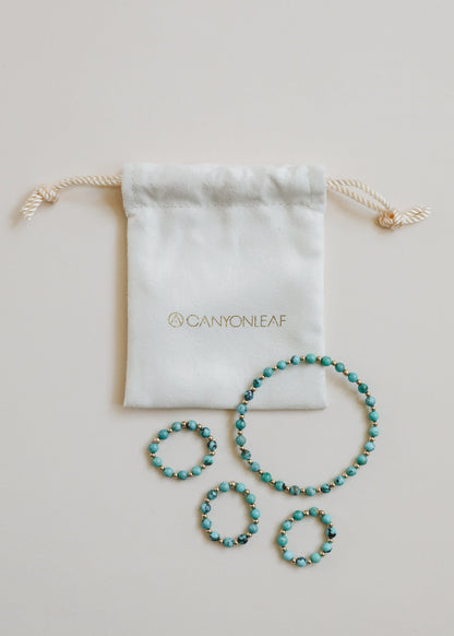 Natural Turquoise + 14k Gold Filled Sun || Stretch Ring