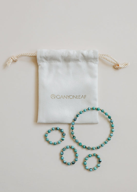 Natural Turquoise + 14k Gold Filled Sun || Stretch Ring