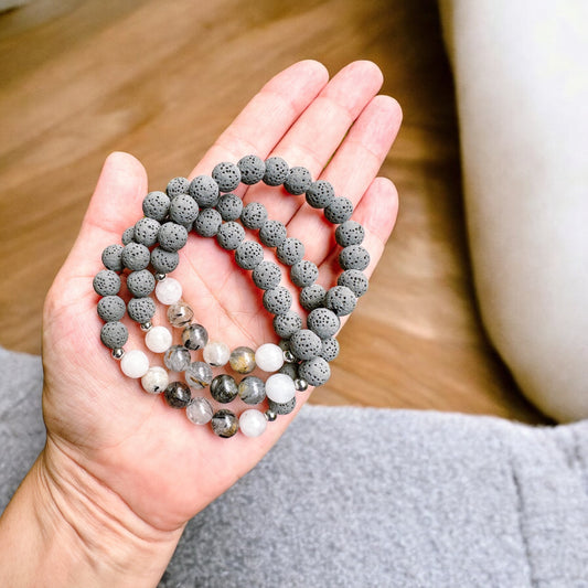 Aromatherapy Bracelets - Rutilated Quartz or Sky Quartz
