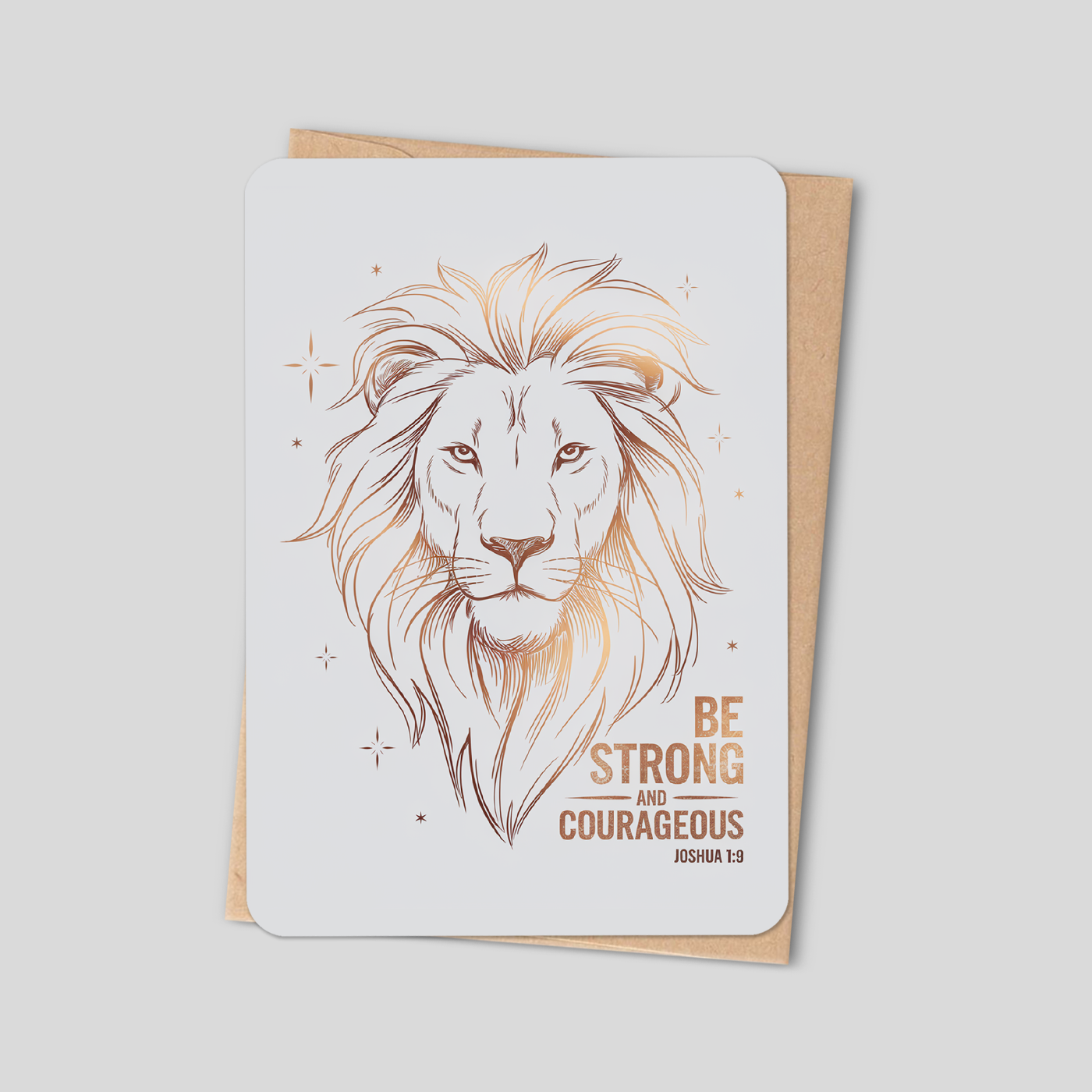 Be Strong and Courageous – Christian Lion Greeting Card from Joshua 1:9