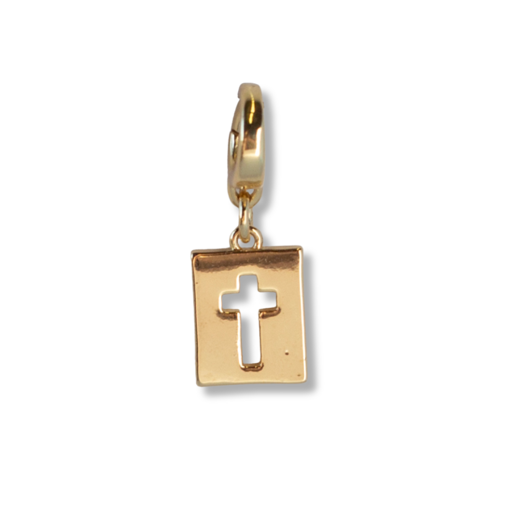 Hollow Cross Charm, Gold