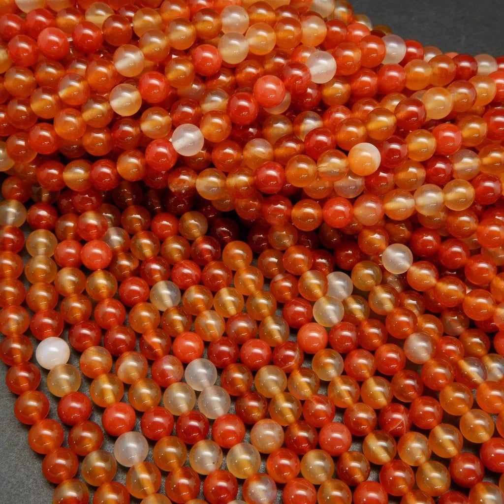 Sardonyx Agate + Tourmalinated Quartz + Orange Carnelian - Stretch Mala Bracelet