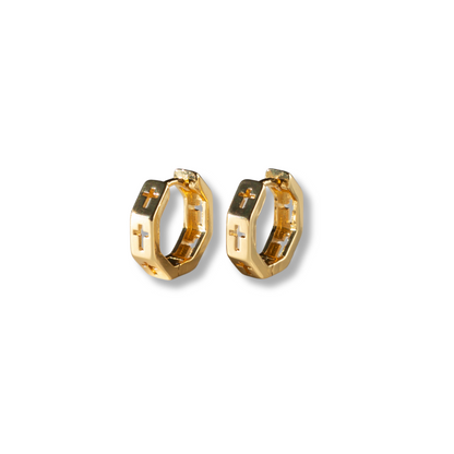 Gilded Earrings-Octagon Cross
