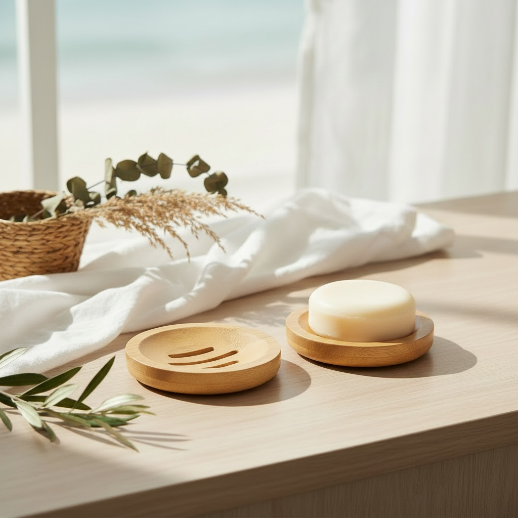 Bath Accessories | Round Wooden Soap Dish