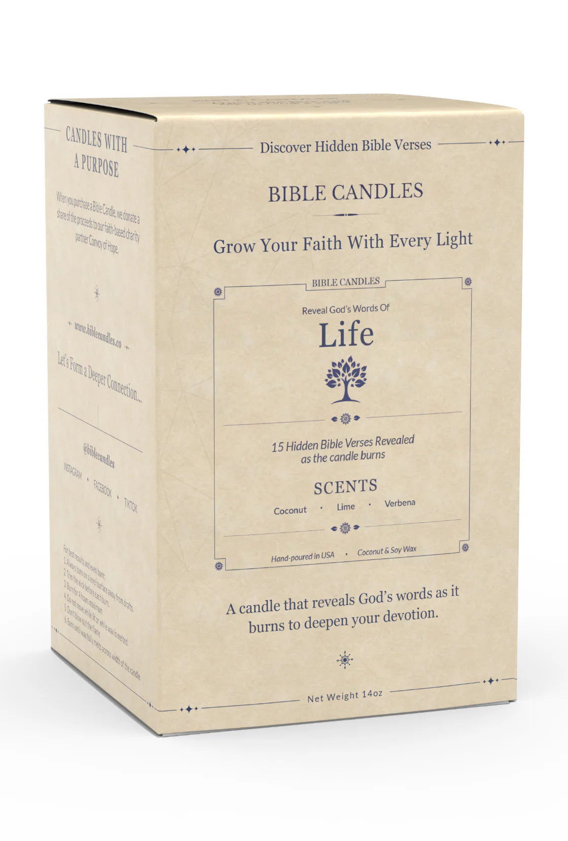 Life Bible Candle - Coconut, Lime & Verbena Scent with Hidden Verses