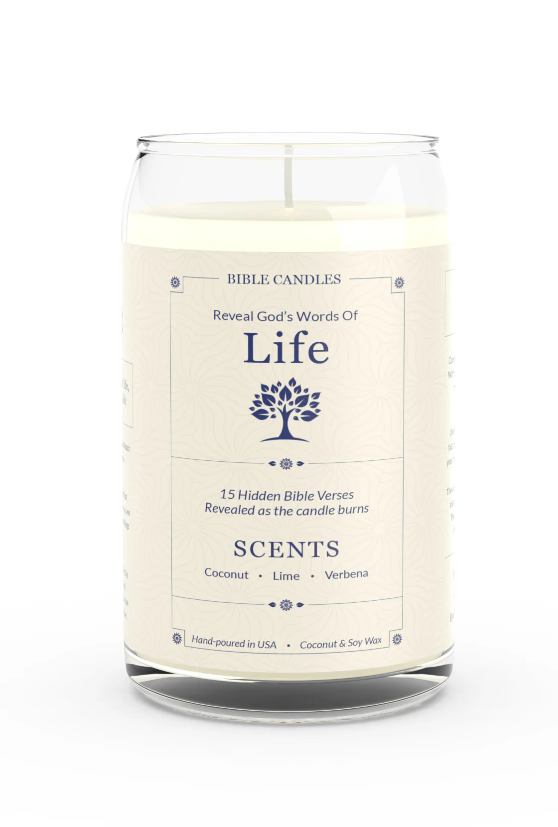 Life Bible Candle - Coconut, Lime & Verbena Scent with Hidden Verses