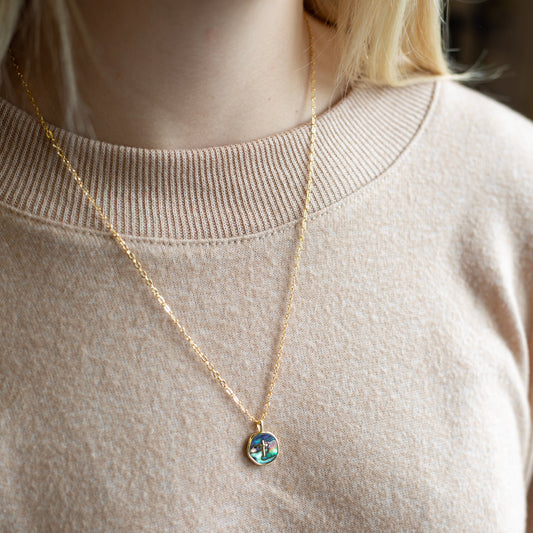 Faith Over Fear Necklace-Abalone Cross