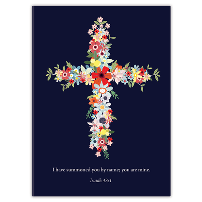 Navy Floral Cross