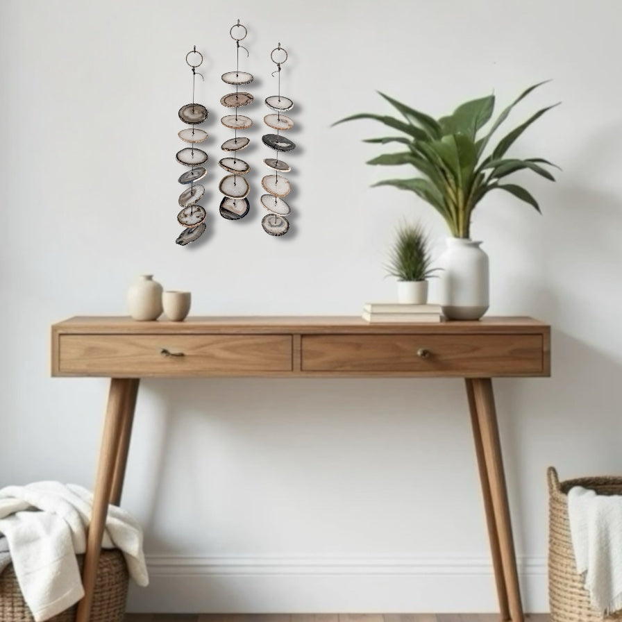 Gray Agate Hanging for Wall or Ceiling - Charcoal Design