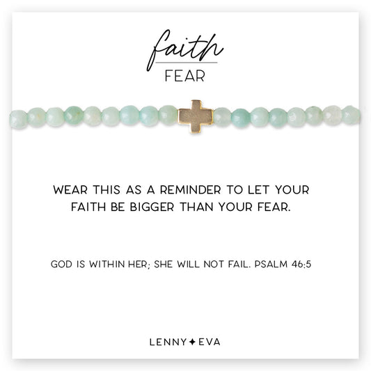 Faith Over Fear Cross Bracelet-Amazonite