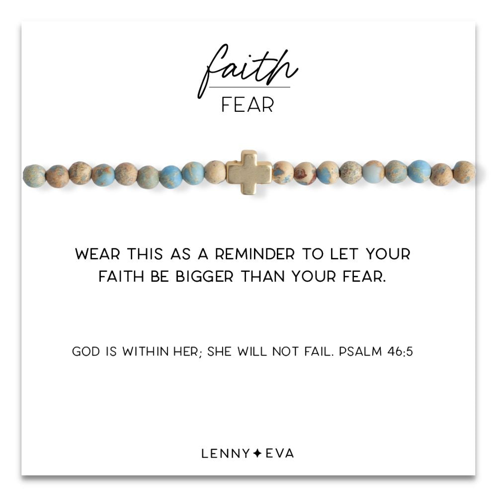 Faith Over Fear Cross Bracelet-Amazonite