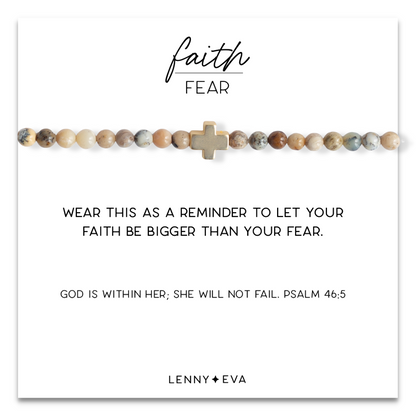 Faith Over Fear Cross Bracelet-Feldspar