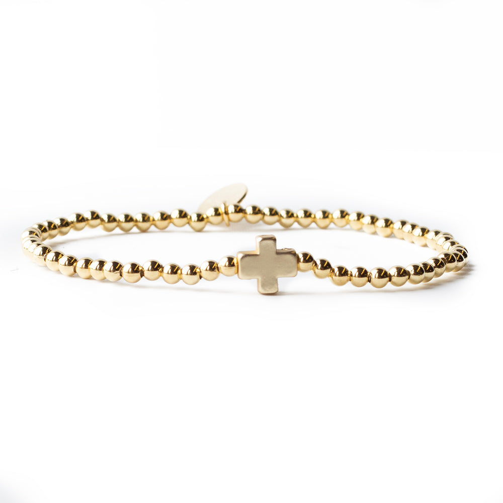 Faith Over Fear Cross Bracelet-Gold