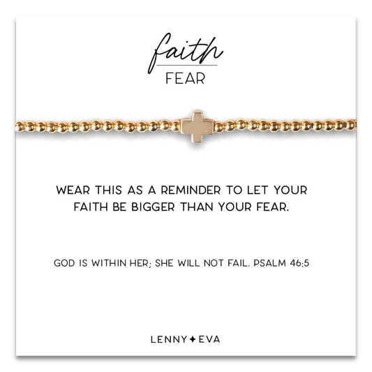 Faith Over Fear Cross Bracelet-Gold