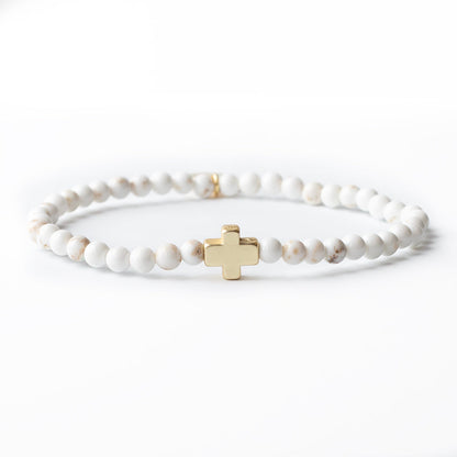 Faith Over Fear Cross Bracelet-Howlite