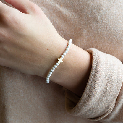 Faith Over Fear Cross Bracelet-Howlite
