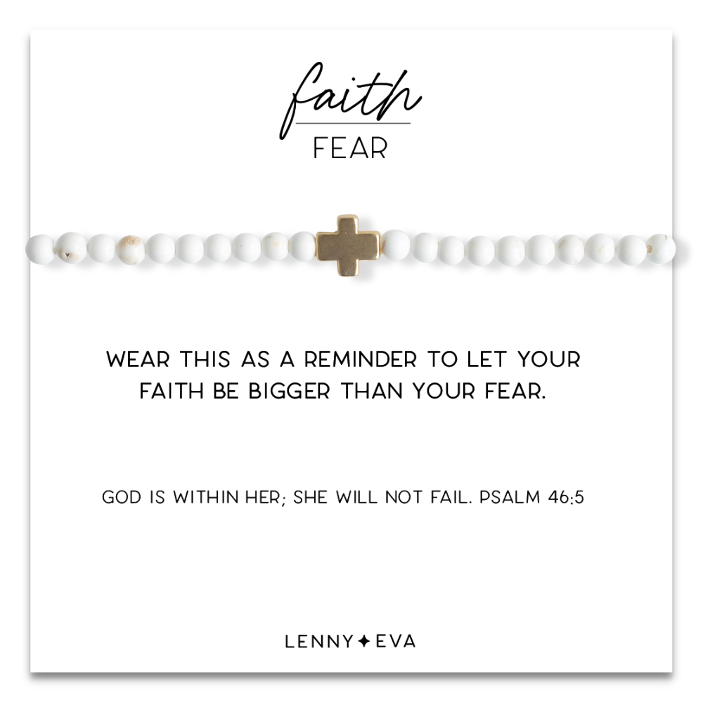 Faith Over Fear Cross Bracelet-Howlite