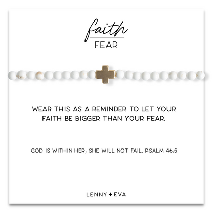 Faith Over Fear Cross Bracelet-Howlite