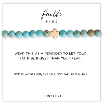 Faith Over Fear Cross Bracelet-Jasper, 6mm