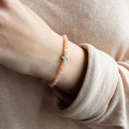 Faith Over Fear Cross Bracelet-Sunstone